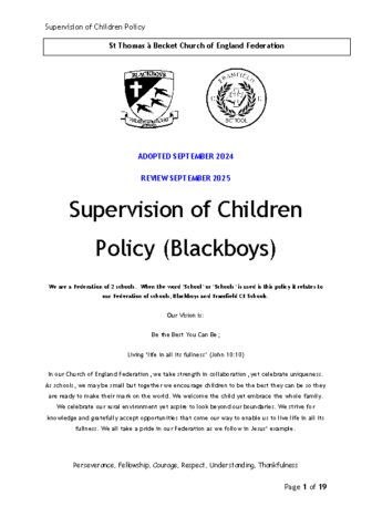 Supervision of Children Policy