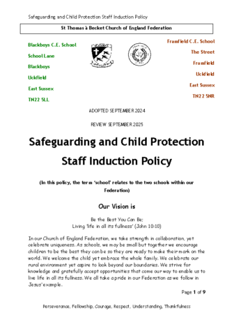 Safeguarding & Child Protection Staff Induction Policy