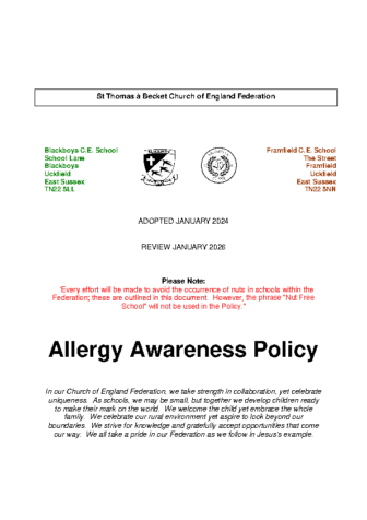 Allergy Awareness Policy