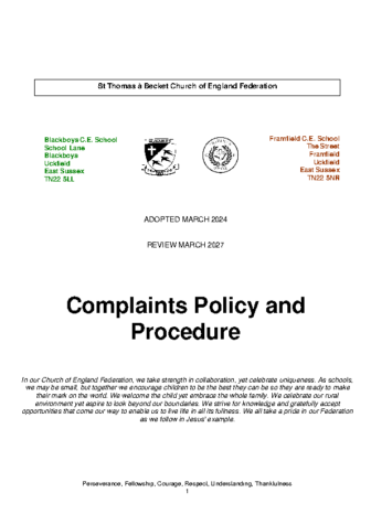 Complaints Policy and Procedure